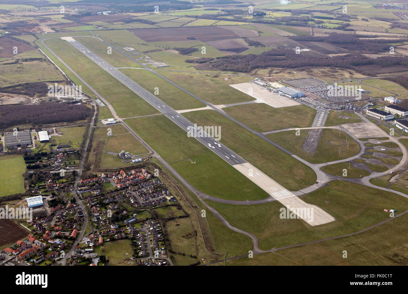 aerial view of Robin Hood Airport Doncaster Sheffield, formerly RAF Finningley, UK Stock Photo