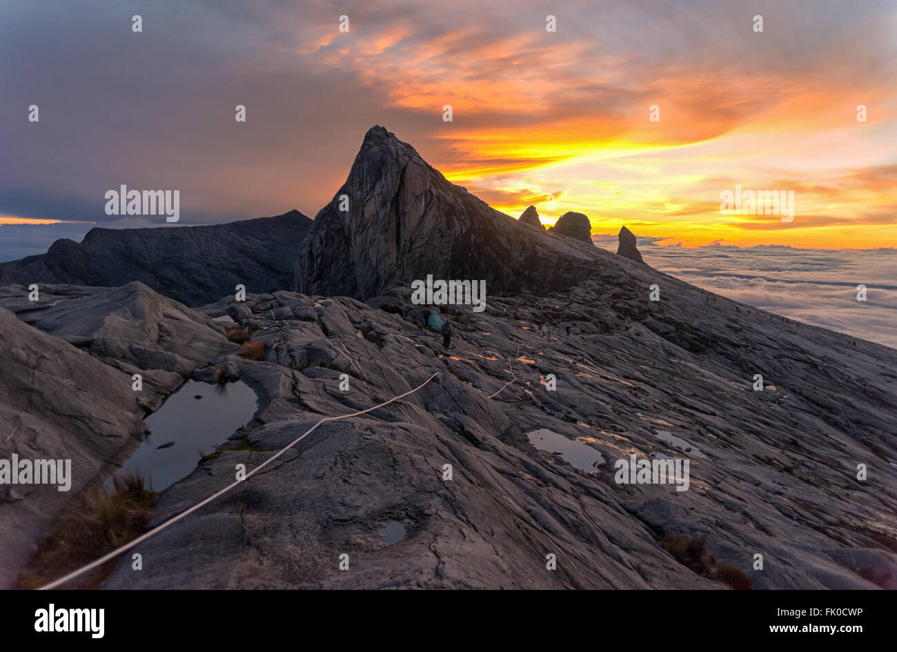 Mount Kinabalu, near Low's Peak, about 3900m. This is sunrise Stock ...