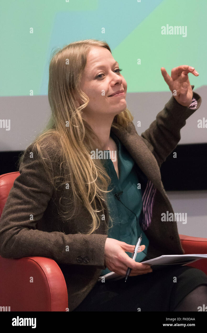 Royal Society of Medicine, Wimpole Street, London, March 4th 2016. Green party Mayoral candidate Sian Berry at the Greener London Mayoral Hustings held at the Royal Society of Medicine in London. Credit:  Paul Davey/Alamy Live News Stock Photo