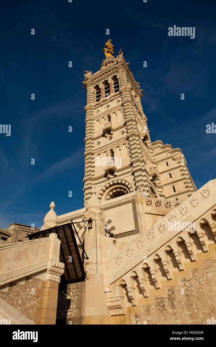 Notre Dame de la Garde, the cathedral that overlooks the city of Marseille, Provence, France, Europe Stock Photo