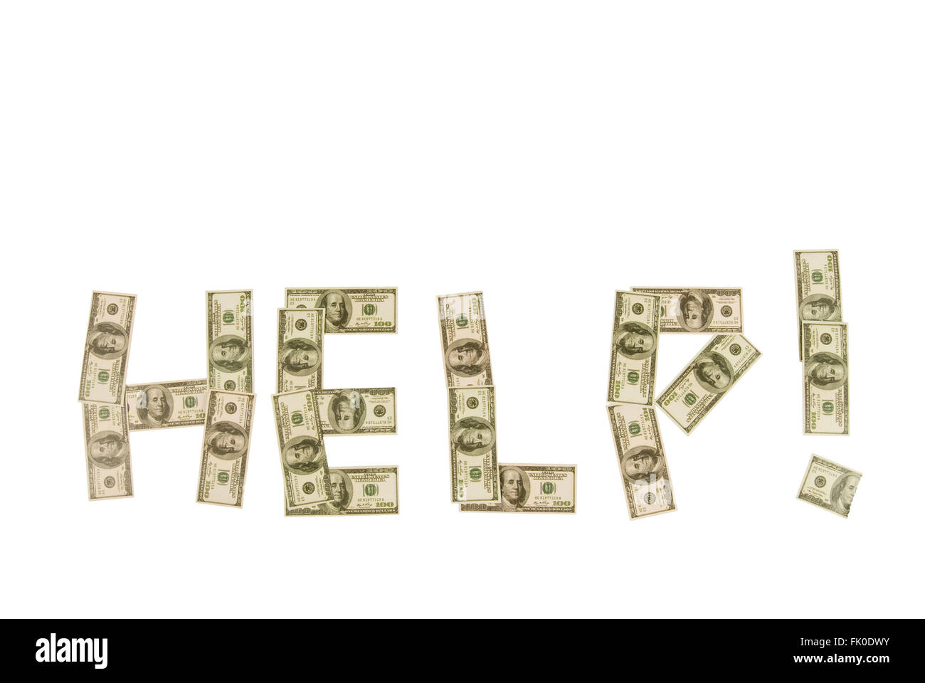 Help Spelled Out in Hundreds Stock Photo