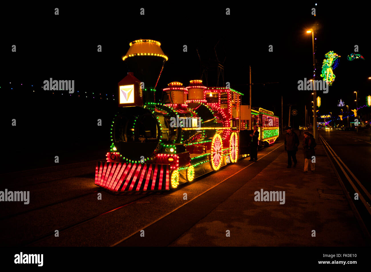 Blackpool illuminations tram Stock Photo Alamy