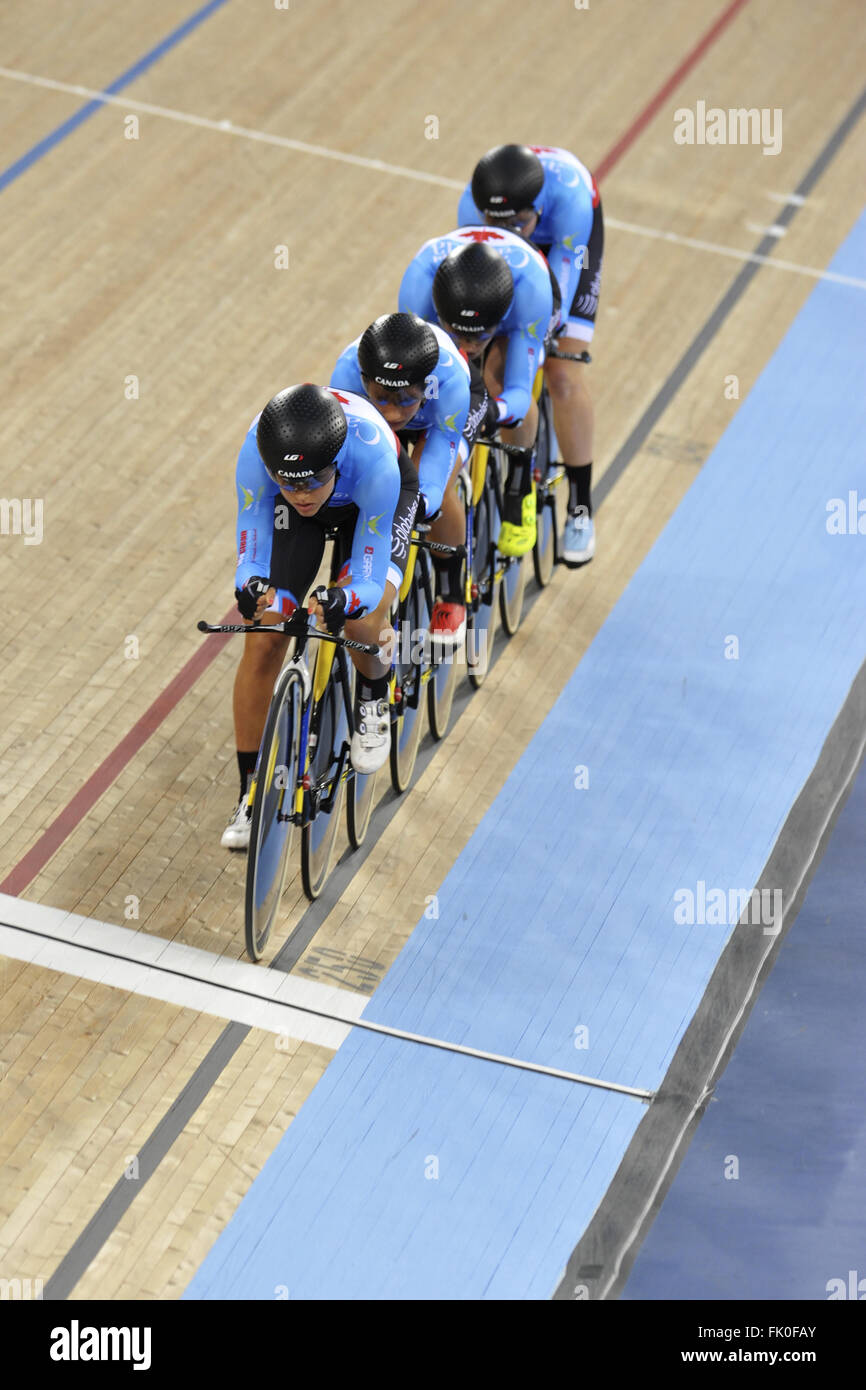 London, UK. 04th Mar, 2016. Members of the Canadian Women's Pursuit