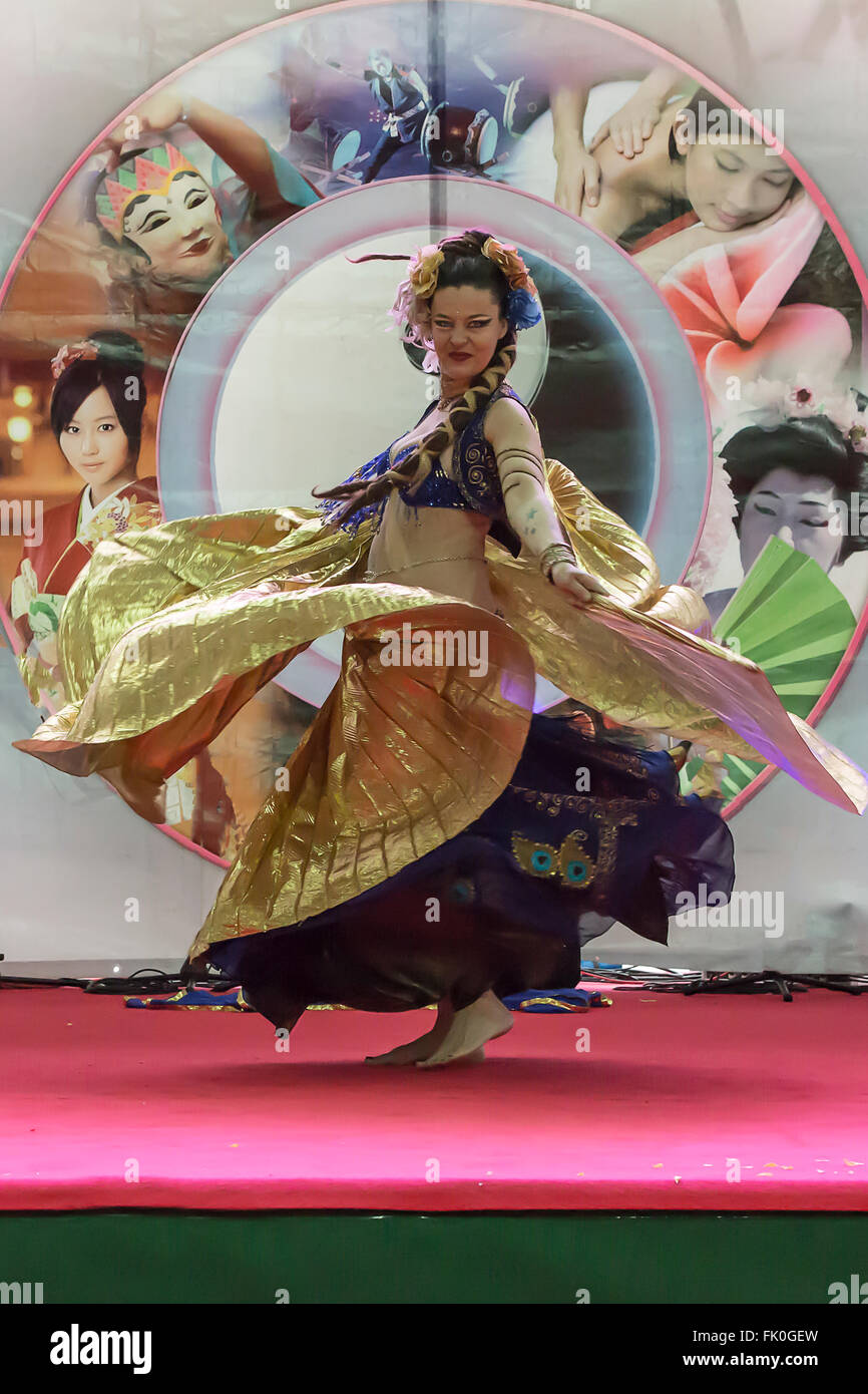 Oriental dance by Minette del Treppo at the Oriental Festival in Turin,Italy Stock Photo