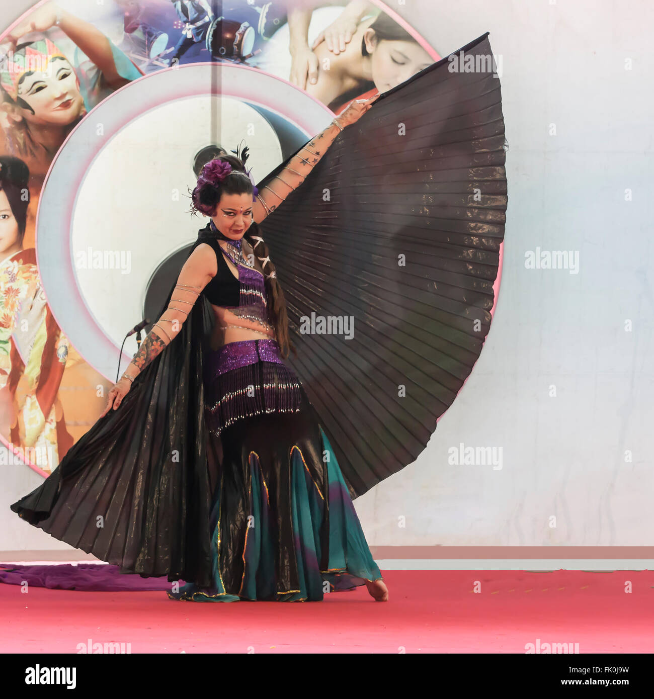 Oriental dance by Minette del Treppo at the Oriental Festival in Turin,Italy Stock Photo