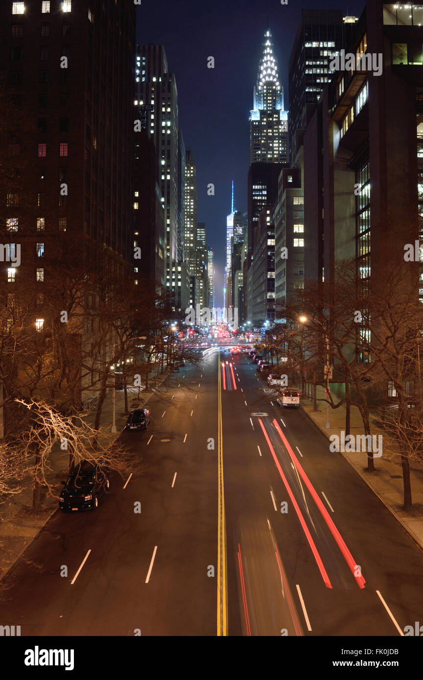 NYC streets at night Stock Photo Alamy