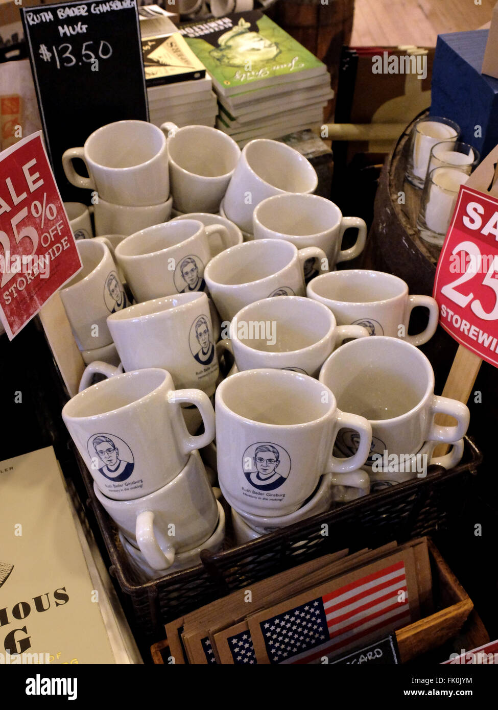 Ruth Bader Ginsburg coffee mugs for sale at Fish's Eddy on Broadway in