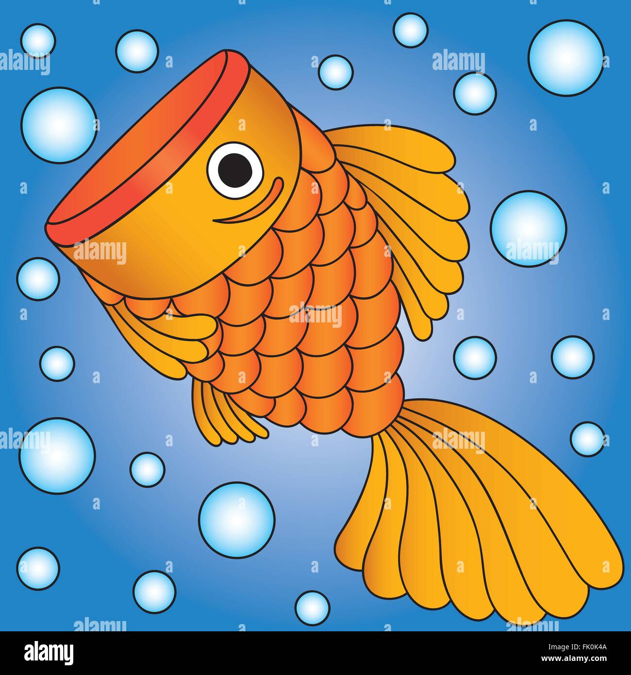 Illustrator Of Golden Fish In Water Bubble Cartoon Stock Vector Image Art Alamy