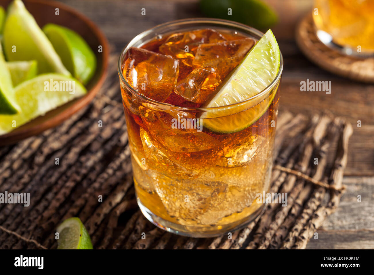 Dark and Stormy Rum Cocktail with Lime and Ginger Beer Stock Photo Alamy