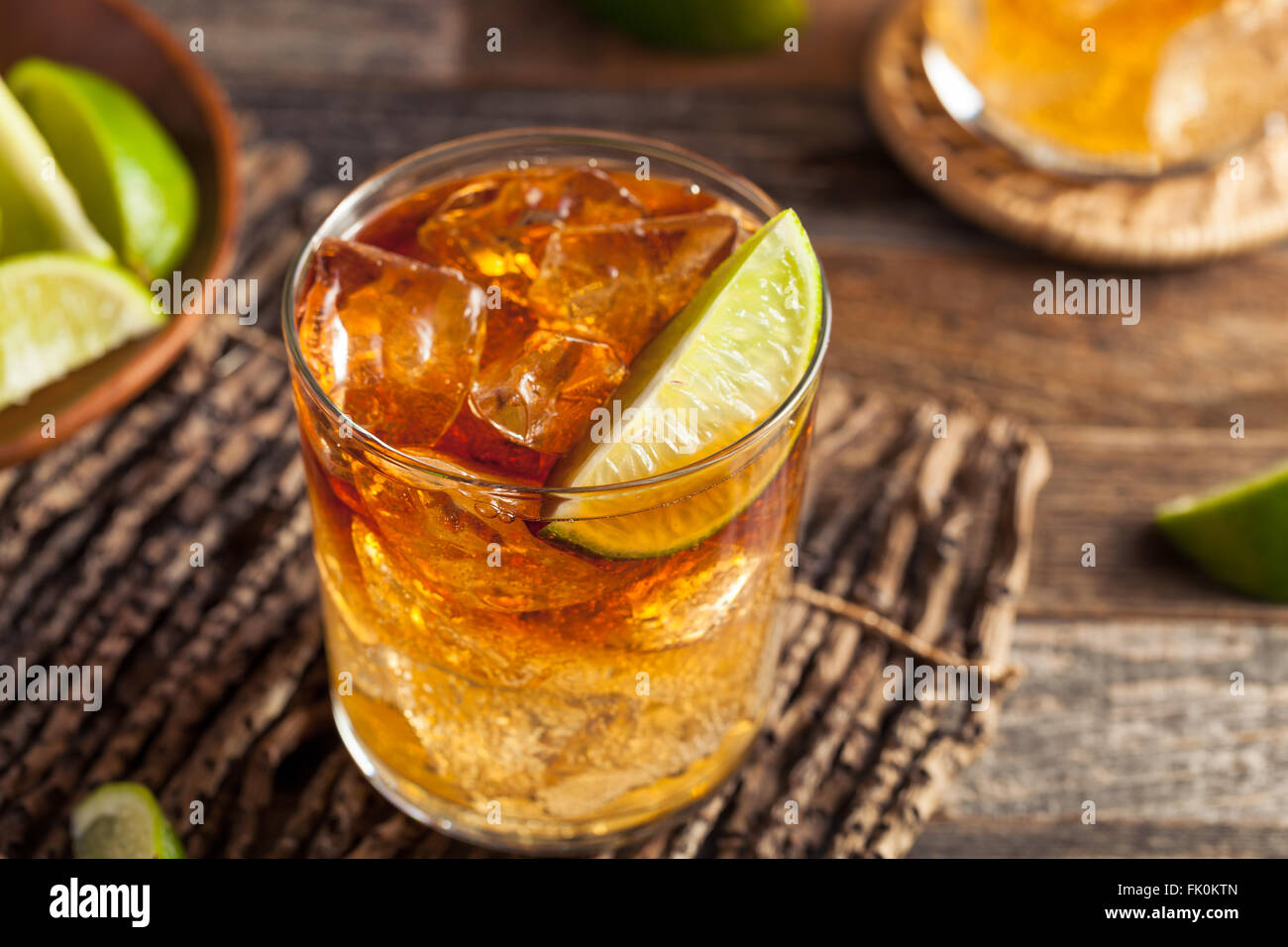 Dark and Stormy Rum Cocktail with Lime and Ginger Beer Stock Photo Alamy