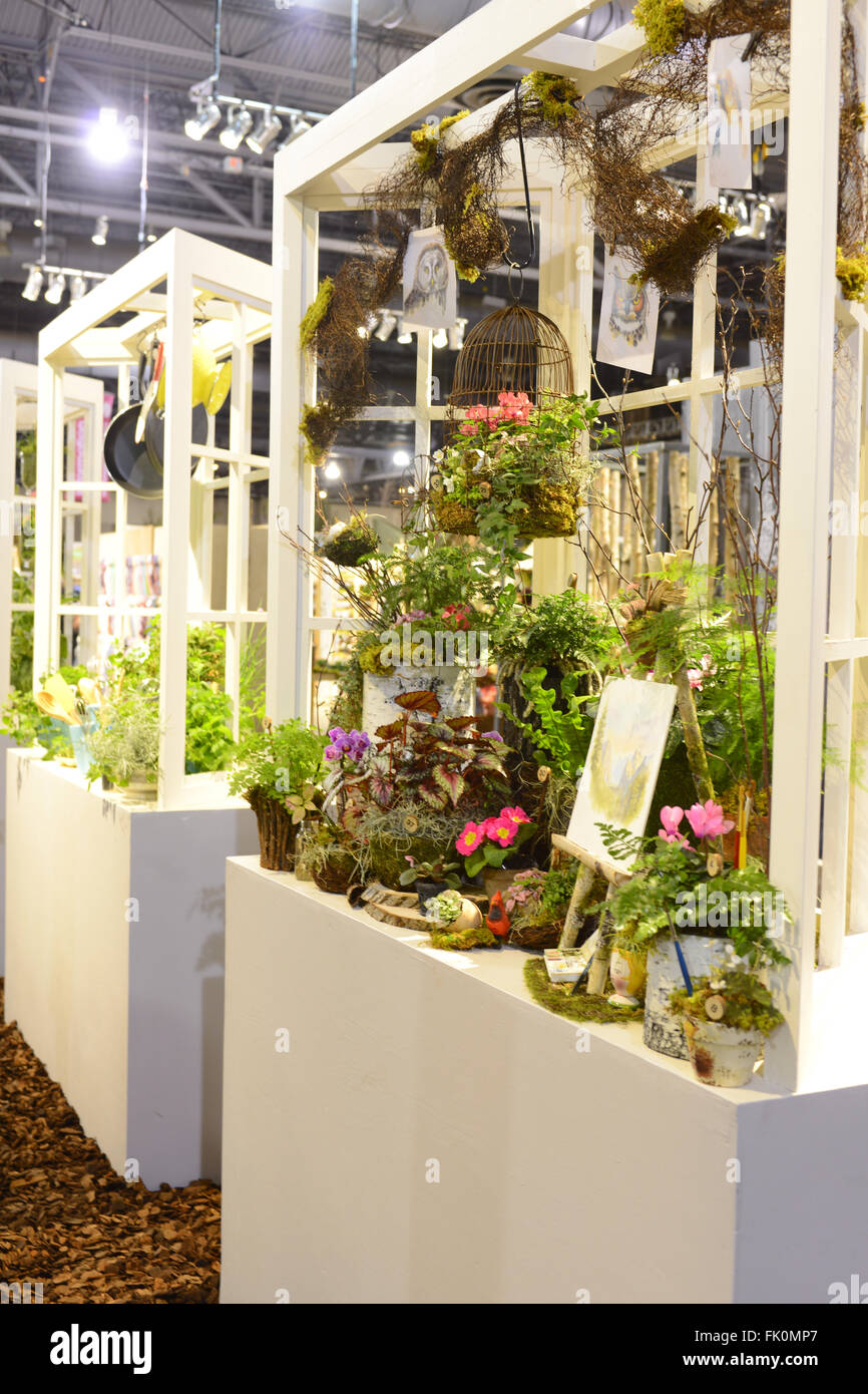 Philadelphia, USA. 4th March, 2016. Windowsills on display at the tiny treasures category at the PHS Flower Show. 'Explore America' is the theme for the 2016 edition of the Pennsylvania Horticulture Society Flower Show. The annual show, the largest in its kind, is held at the Pennsylvania Convention Center in Center City Philadelphia PA., and runs till March 13. Credit: Stock Photo