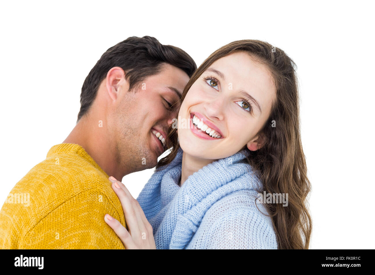 Smiling couple embracing and kissing Stock Photo