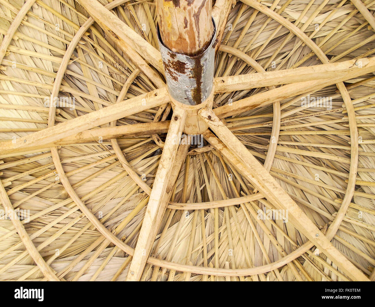 The roof of a palapa from below Stock Photo