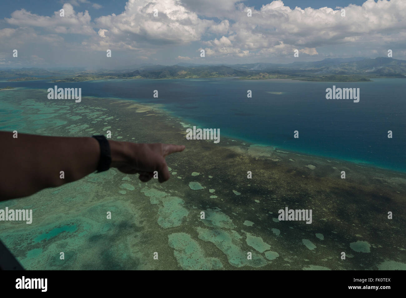 Aerial - Great Sea Reef overlooking Labasa, Northern Division with ...