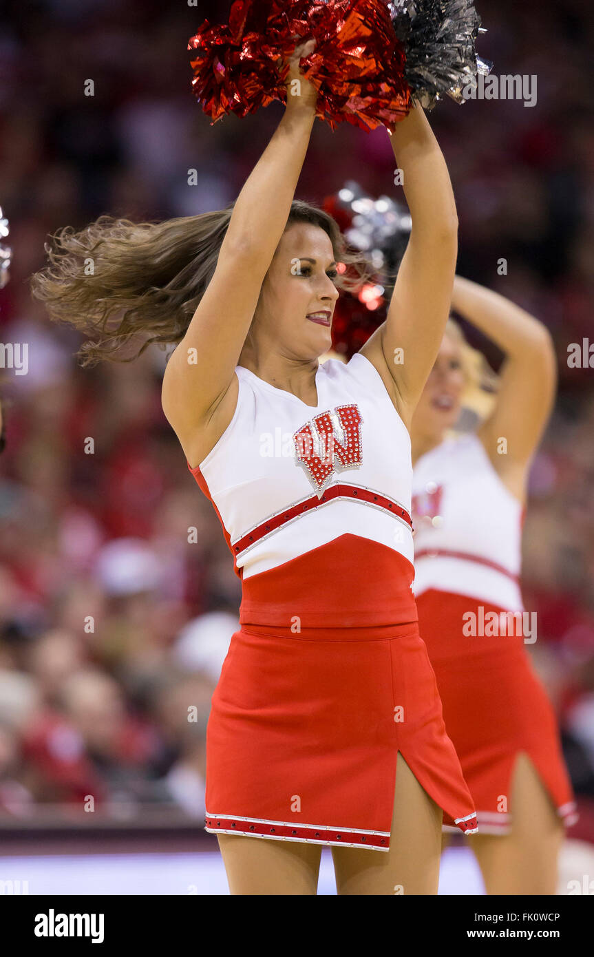 Madison, WI, USA. 28th Feb, 2016. Wisconsin Badgers cheerleaders