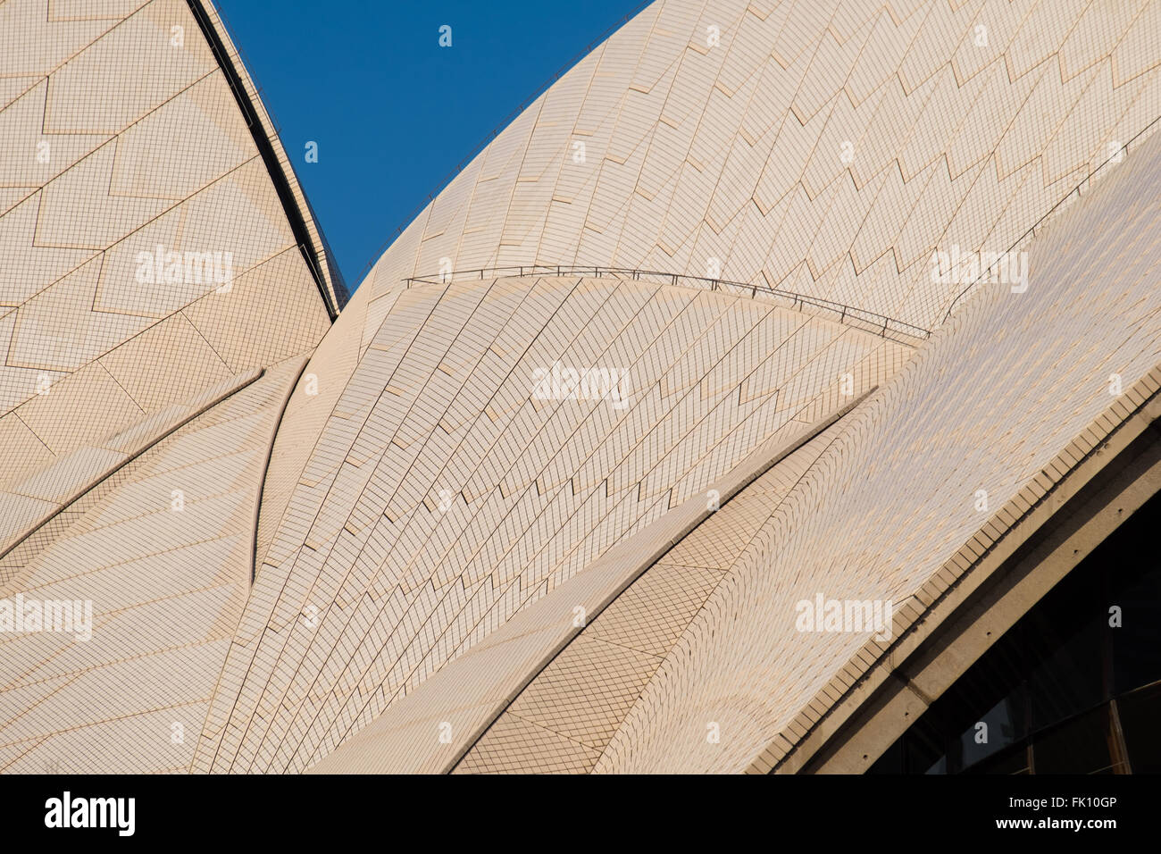 The ceramic tiled roof of the Sydney Opera House Stock Photo