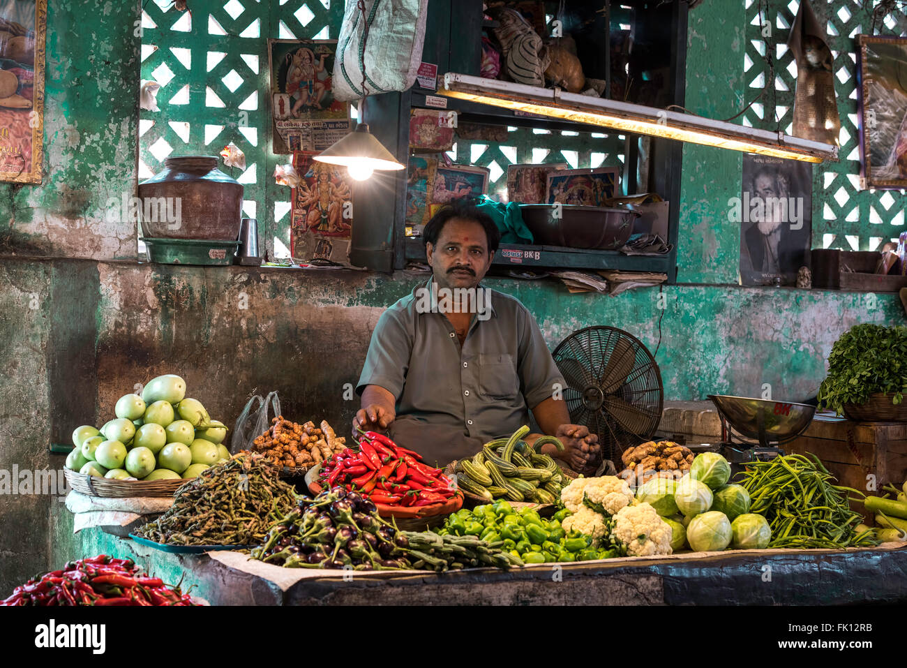 Vegetables seller in local maret Stock Photo