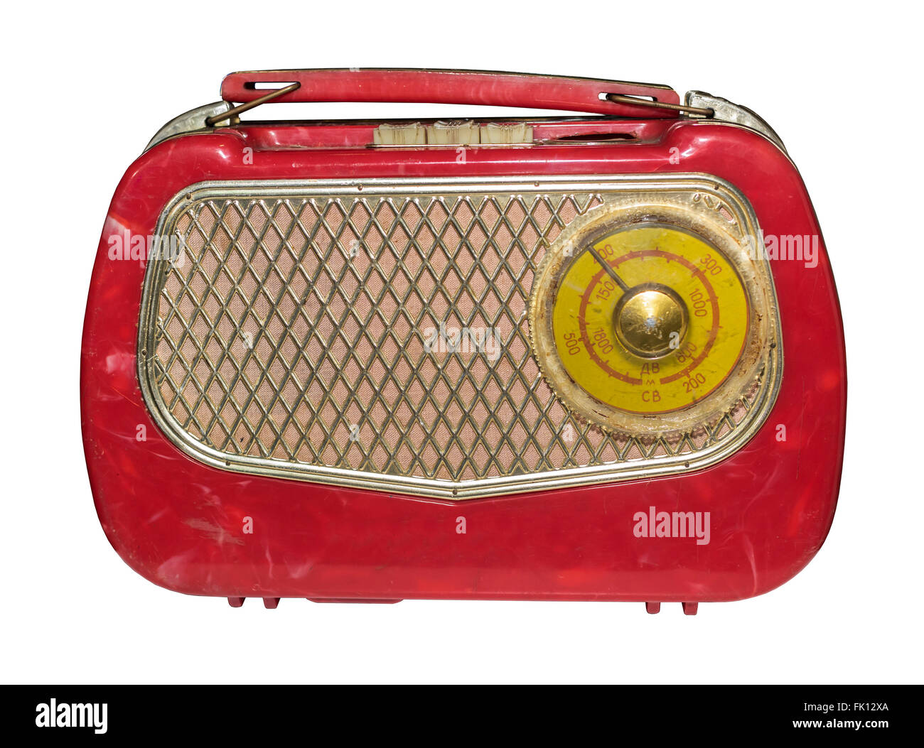 The first in the Soviet Union a massive portable tube radio, 1952.Is  isolated on the white Stock Photo - Alamy