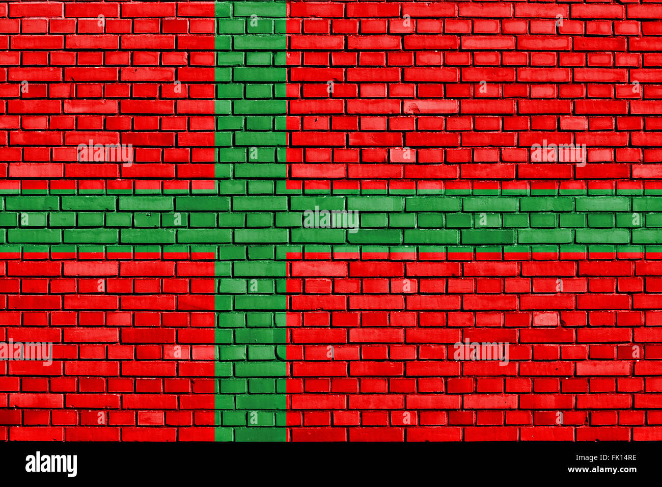 flag of Bornholm painted on brick wall Stock Photo