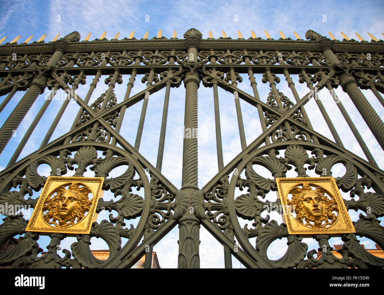 Italy - Detail of the original gate  at the entrance of the Turin Royal Palace Stock Photo