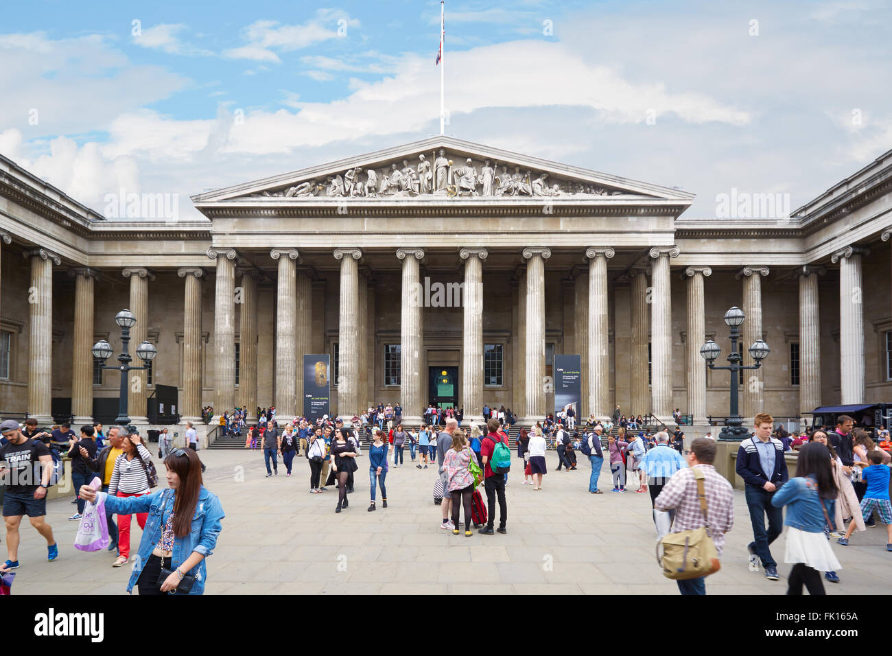 British Museum building with people in London Stock Photo