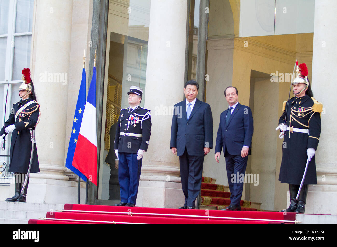 Xi Jinping Chinese President with François Hollande at the Elysée Palace Paris France Stock Photo