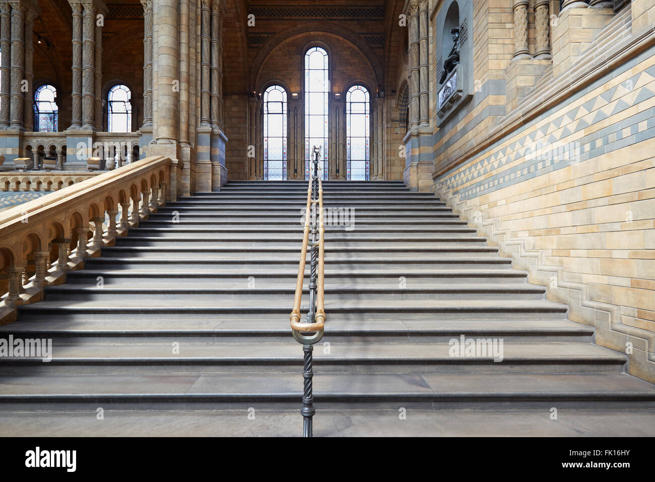 Natural History Museum interior with ancient stairway in London Stock Photo