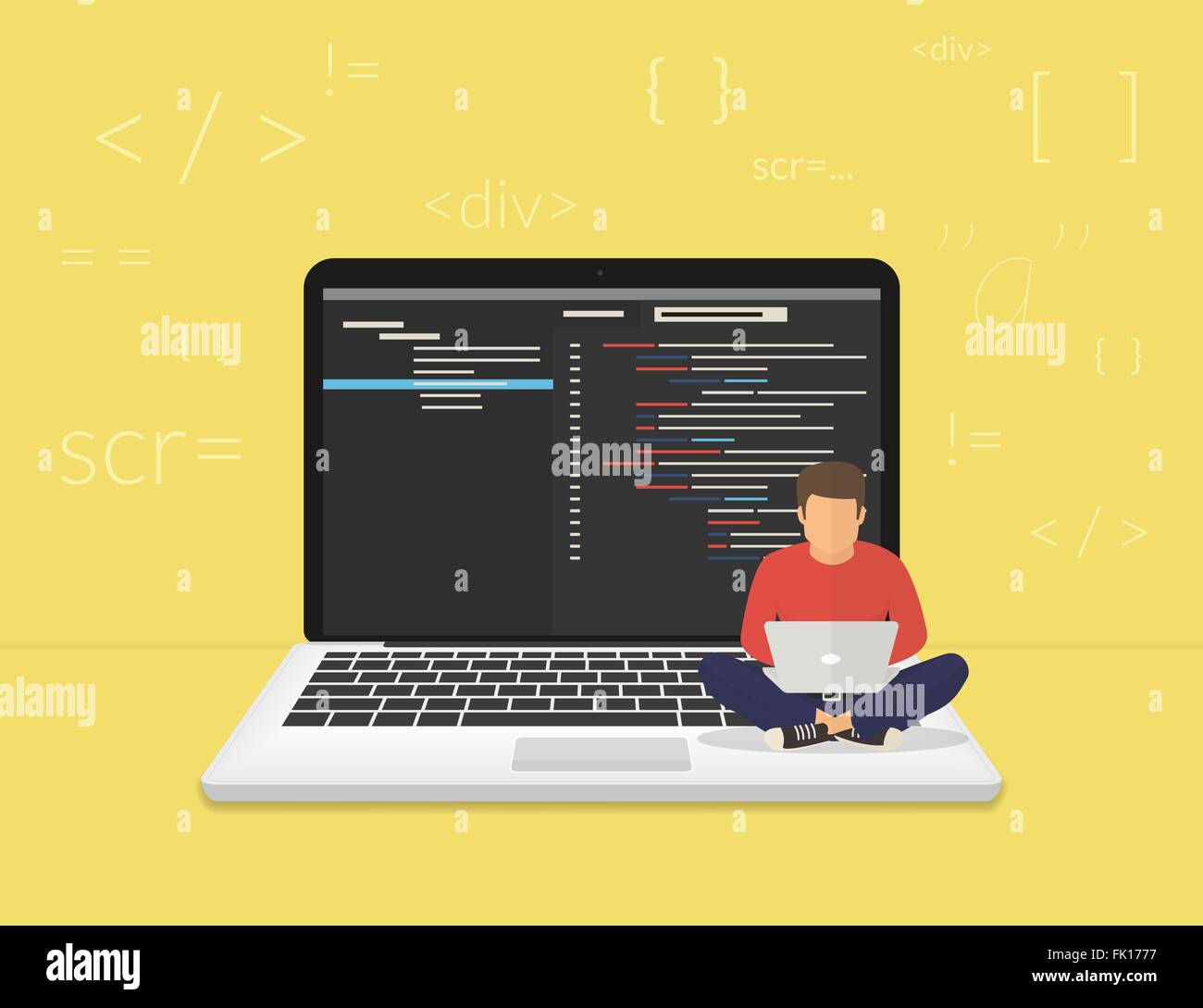 Young programmer coding a new project Stock Vector Image & Art - Alamy