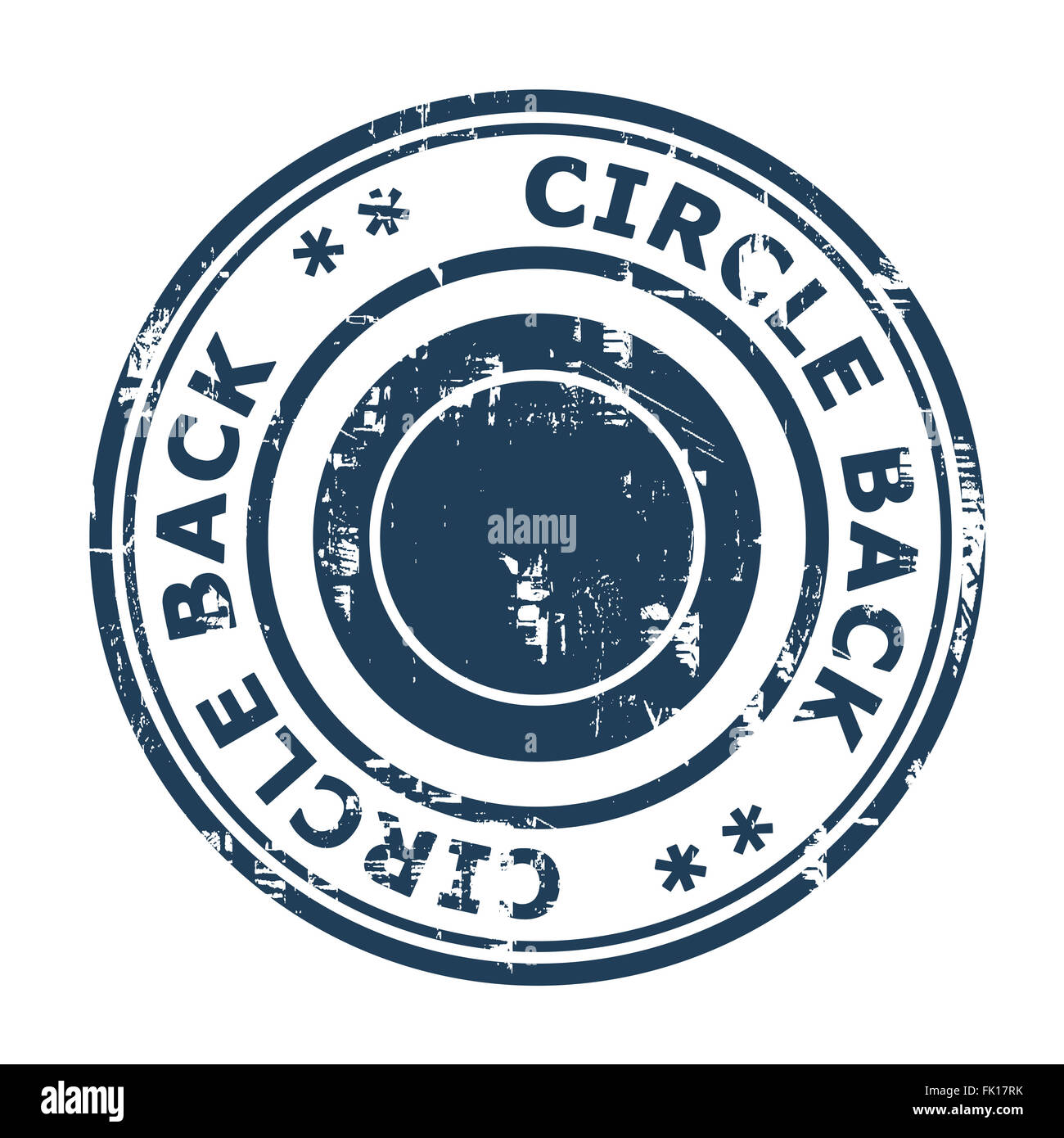 Circle back business concept stamp isolated on a white background. Stock Photo