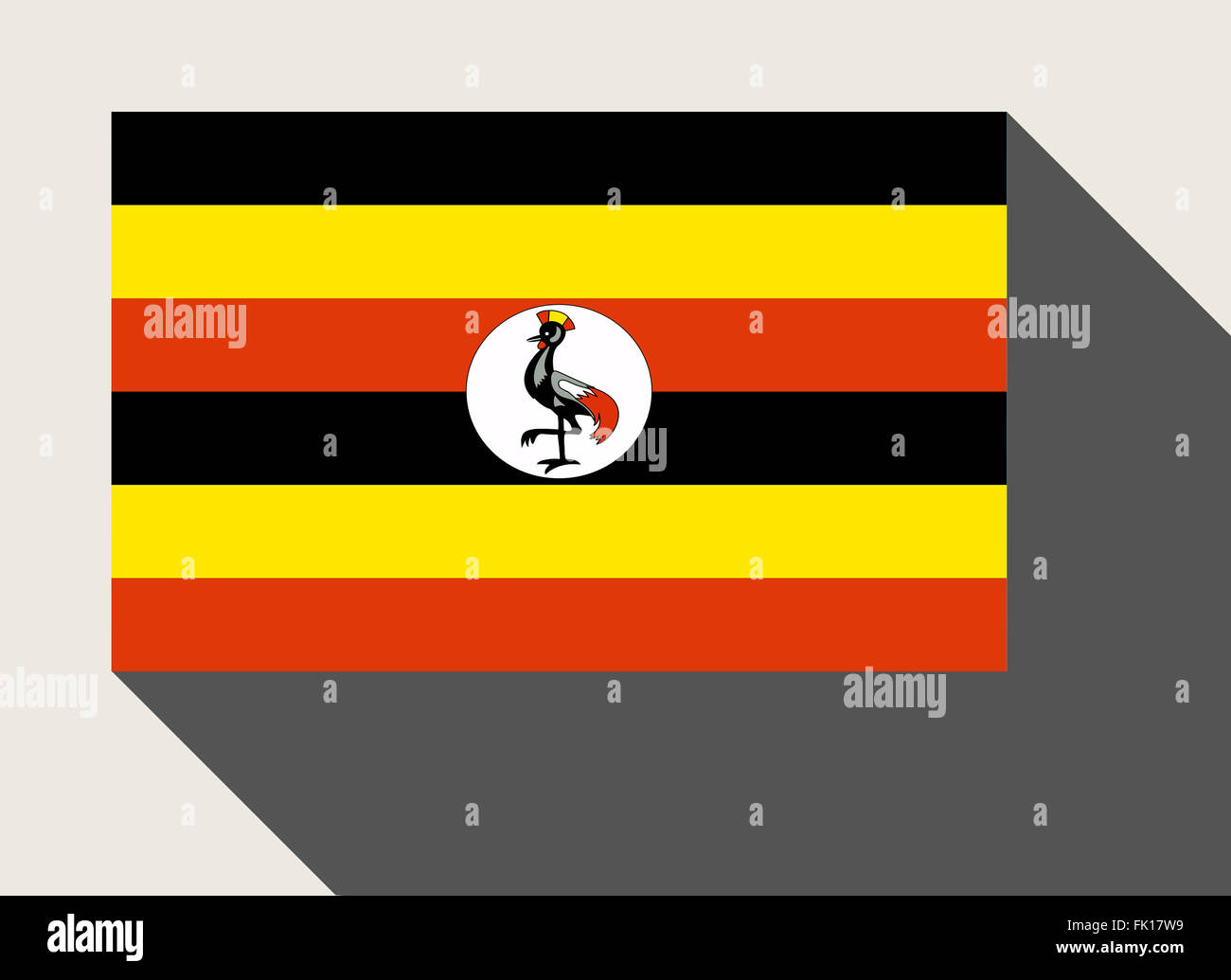 Uganda flag in flat web design style. Stock Photo