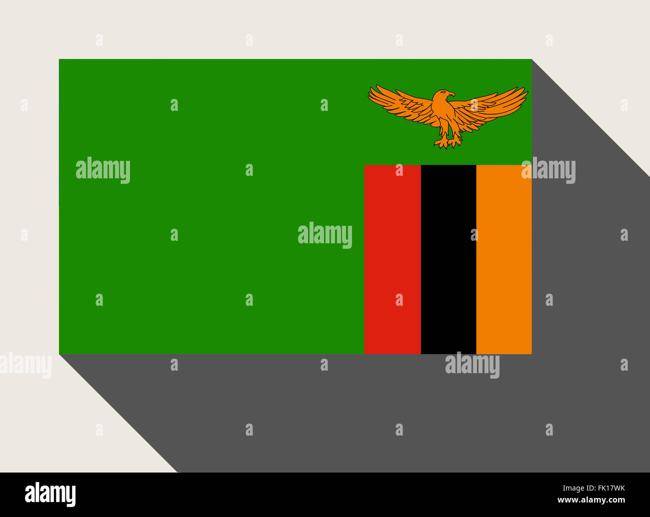 Zambia flag in flat web design style. Stock Photo