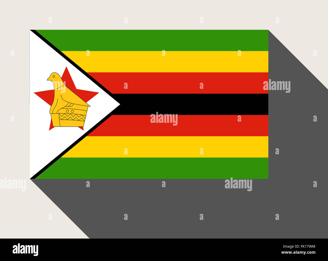 Zimbabwe flag in flat web design style. Stock Photo