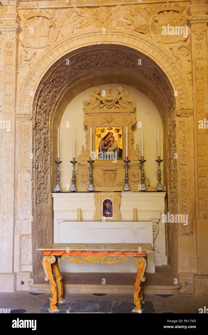 The altar of St Anne Church, Fort Saint Elmo, Valletta, Malta Stock Photo