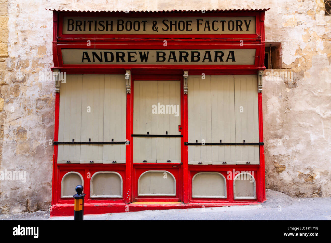 Andrew Barbara British Boot and Shoe Factory shop,Floriana, Valletta, Malta Stock Photo