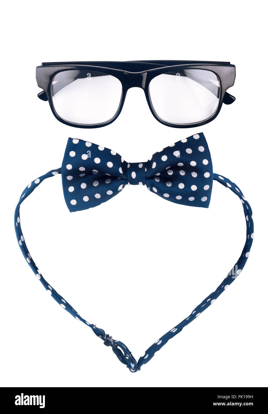 Hipster glasses and dotted bow isolated on white background Stock Photo