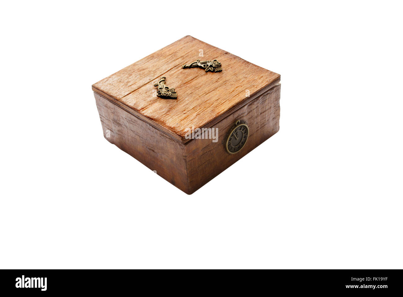 wooden box for jewelry in the blanching technique Stock Photo