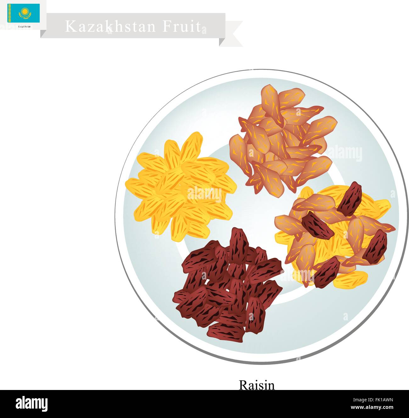 Kazakhstan Fruit, Illustration of Raisins or Dried Grape. The Most