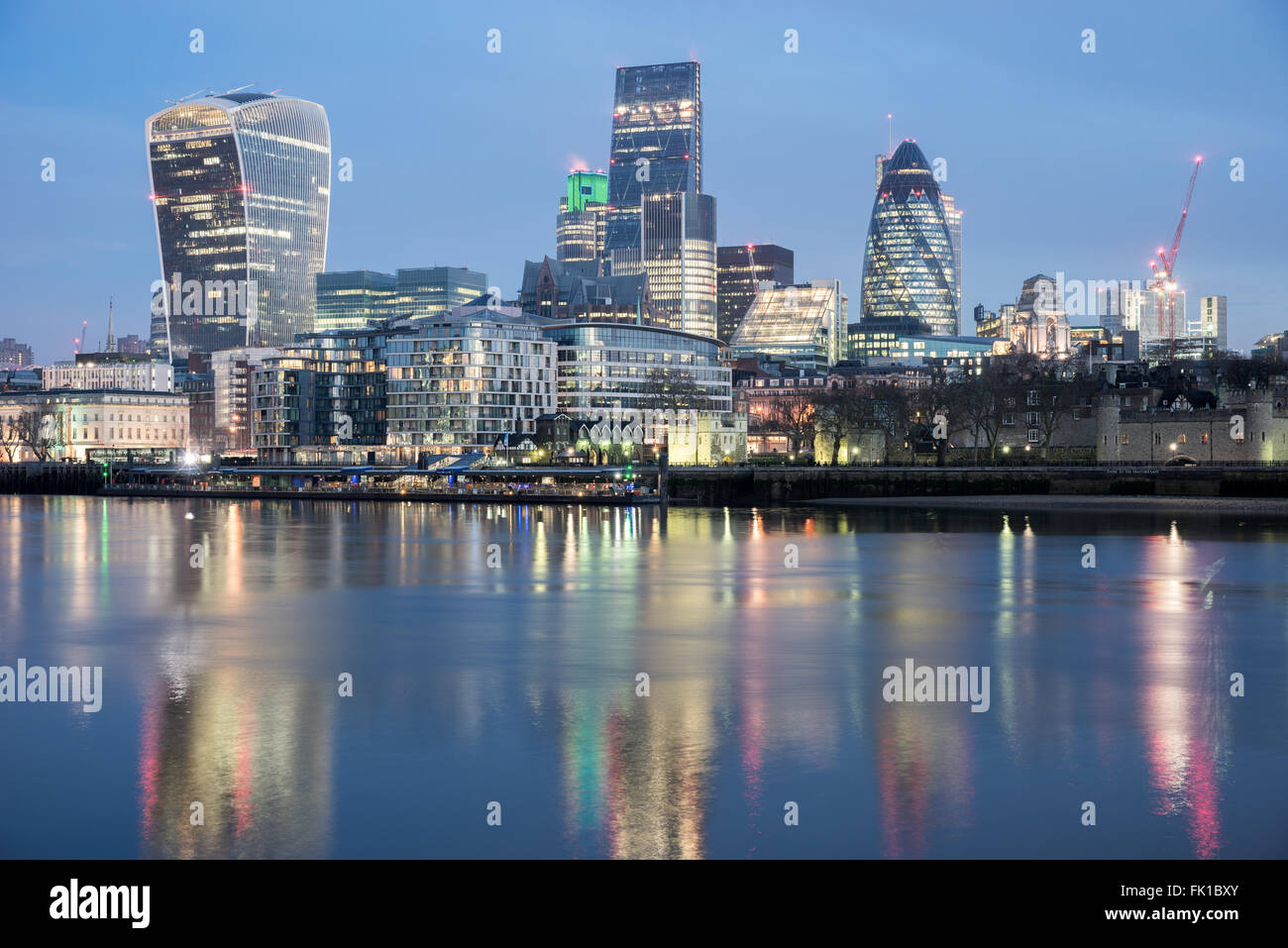 The london Skyline From The Thames Stock Photo