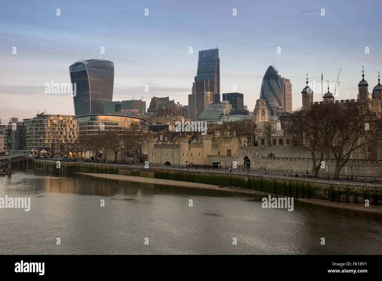 The london Skyline From The Thames Stock Photo