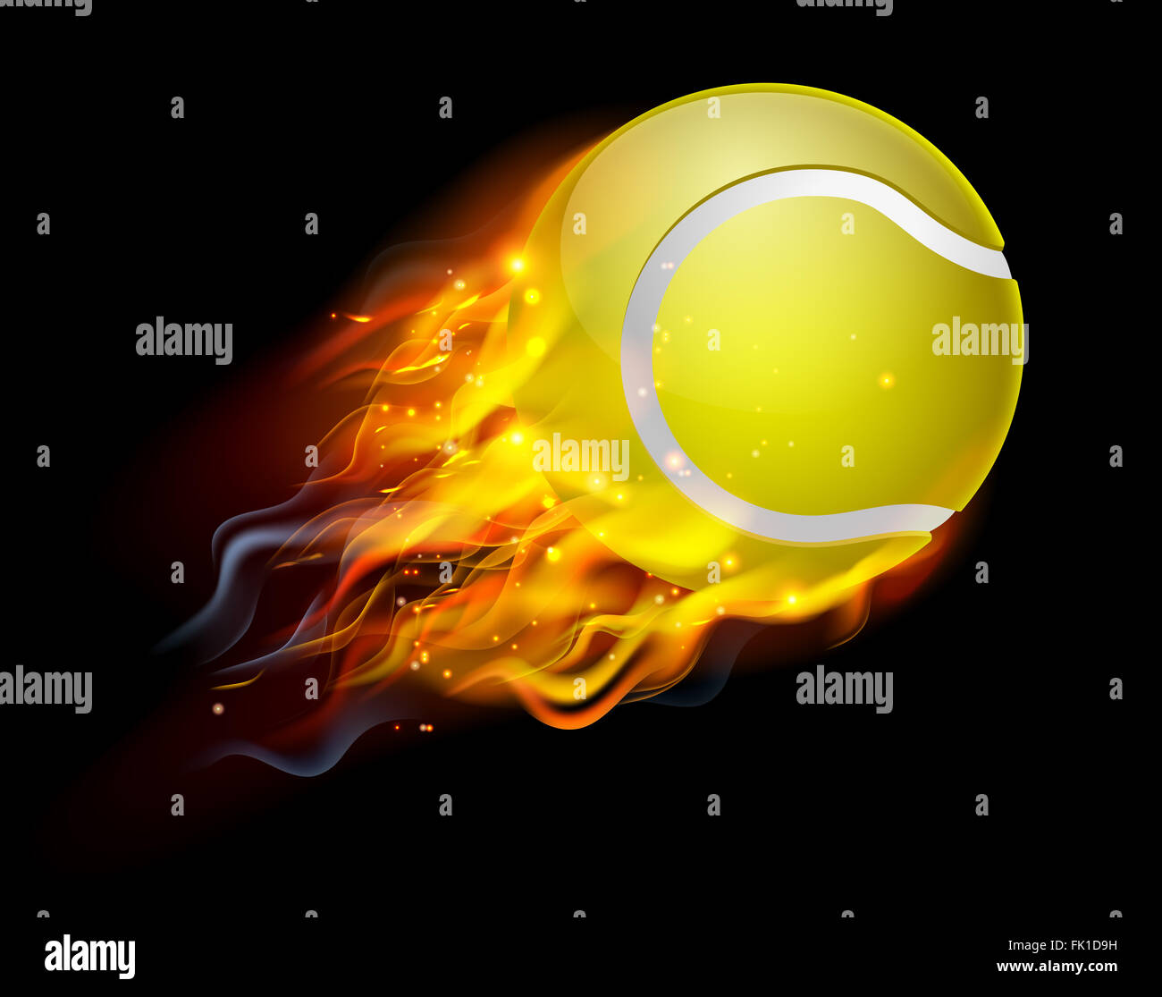 A flaming tennis ball on fire flying through the air Stock Photo Alamy