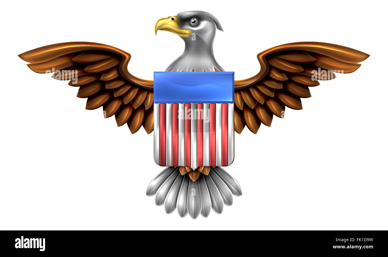 American Eagle Design with bald eagle of the United States with American flag shield Stock Photo