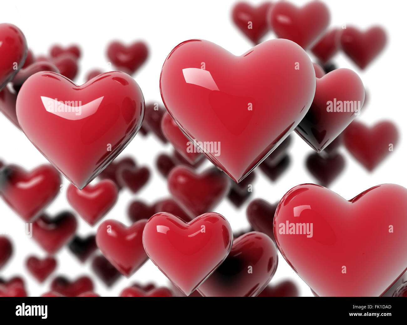 3D red hearts on white background Stock Photo - Alamy
