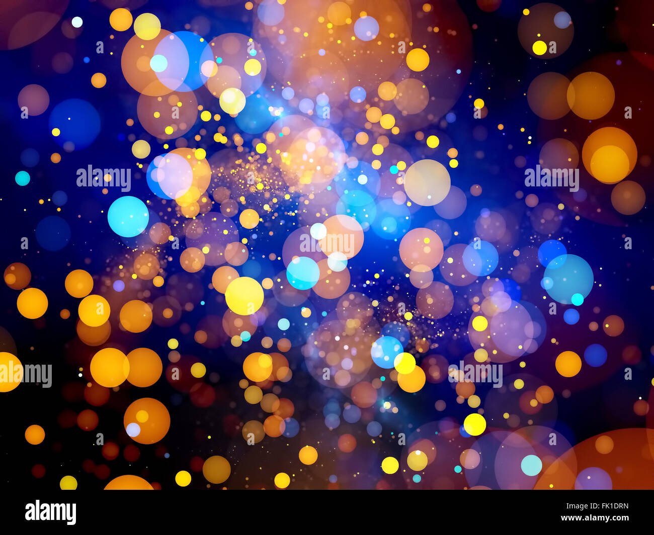 Colorful orange blue bubble bokeh fractal, computer generated abstract ...