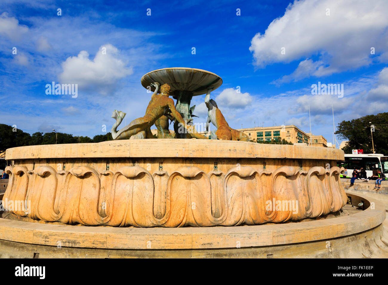 Triton Fountain, Floriana, Valletta, Malta Stock Photo Alamy