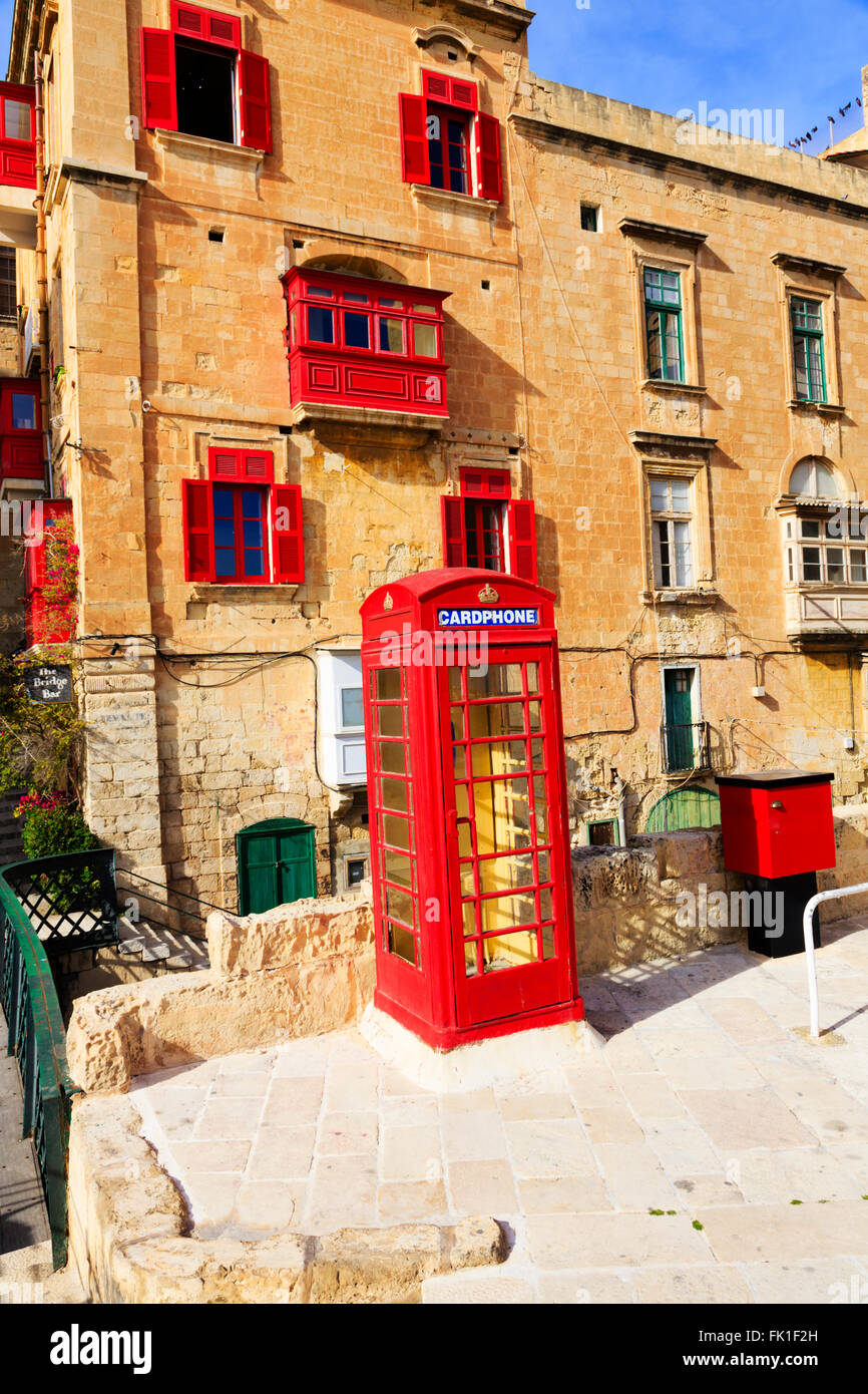 Old British telephone kiosk, Floriana, Valletta, Malta Stock Photo