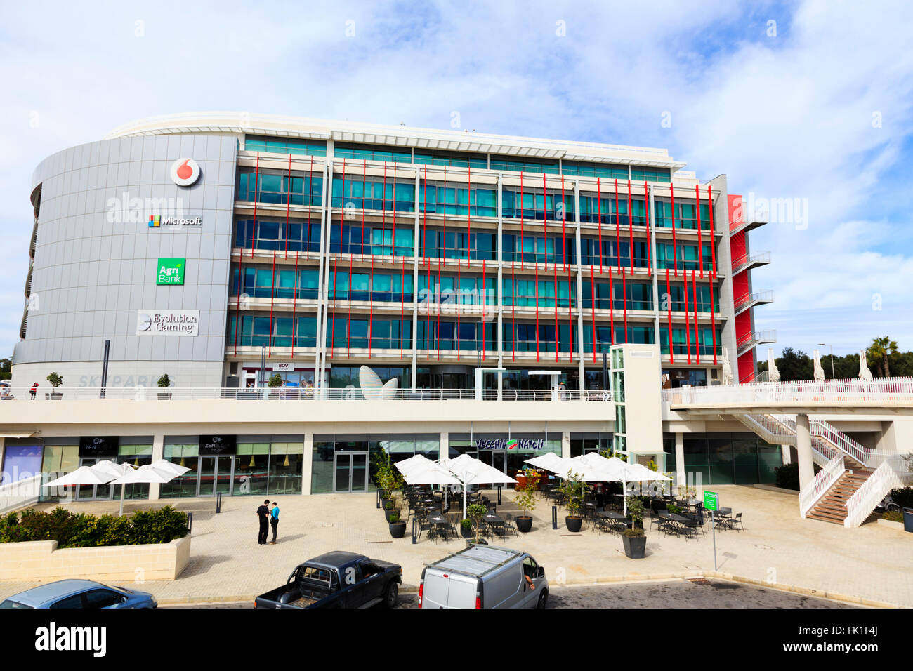 Skyparks building, Malta International Airport, Luqa, Malta. Stock Photo