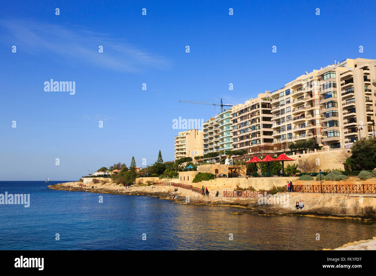 Hotels on Saint Julian's Bay, Sliema, Malta Stock Photo