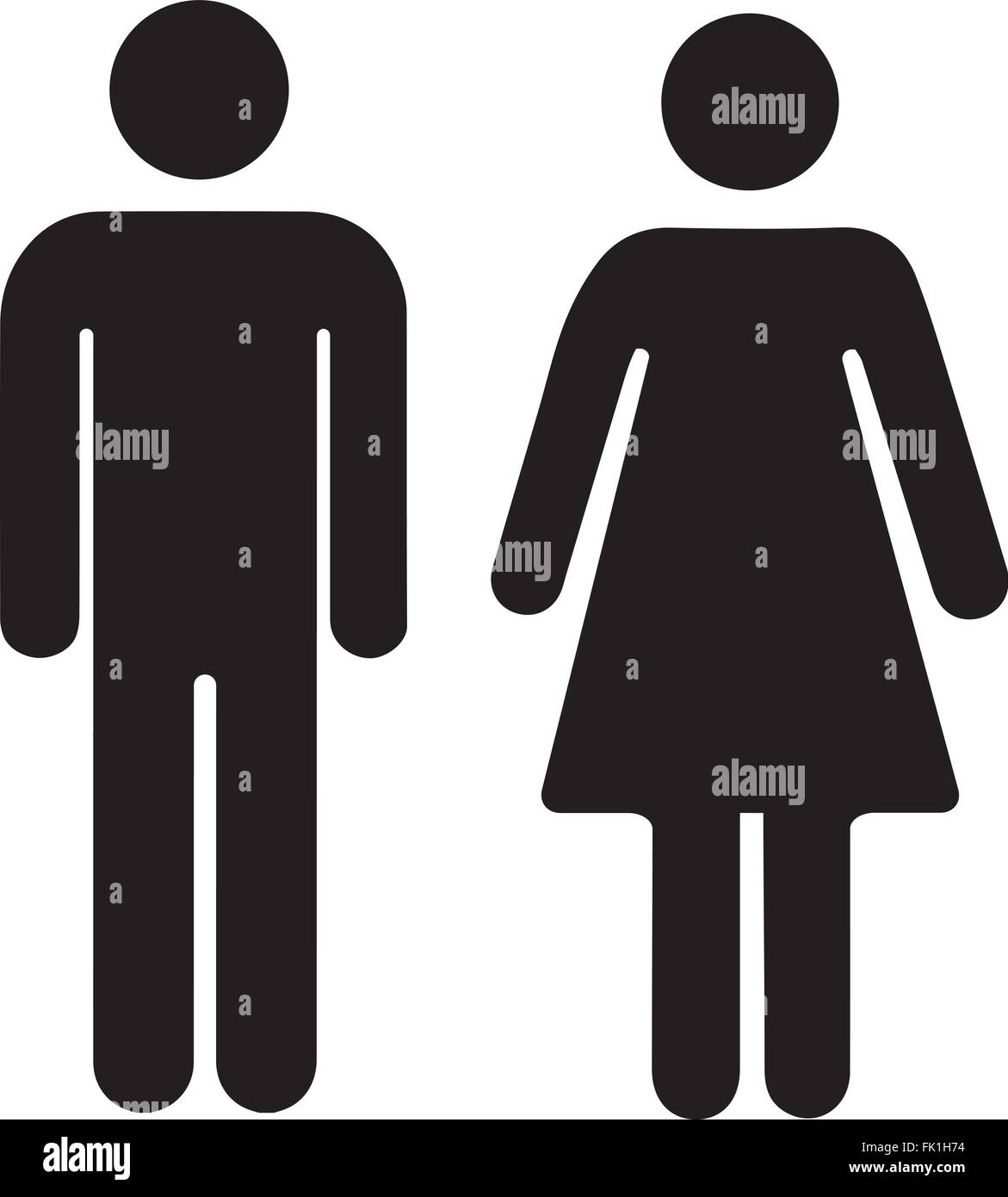 Men and women silhouette, black simple icons on white Stock Vector