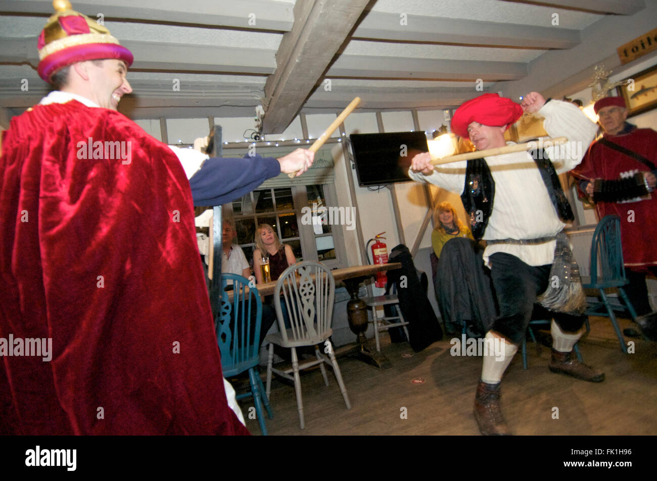 Mummers perform in a pub, UK Stock Photo