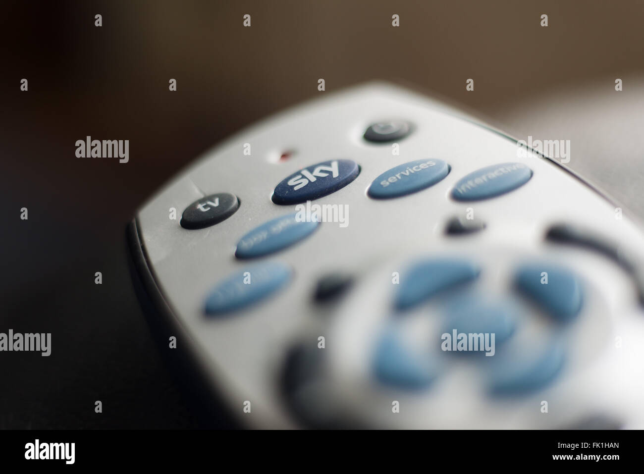 Macro photograph of Sky TV remote controller Stock Photo